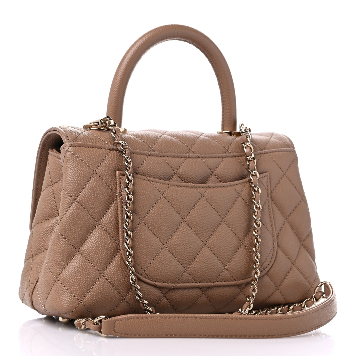 Caviar Quilted Mini Coco Handle Flap Brown