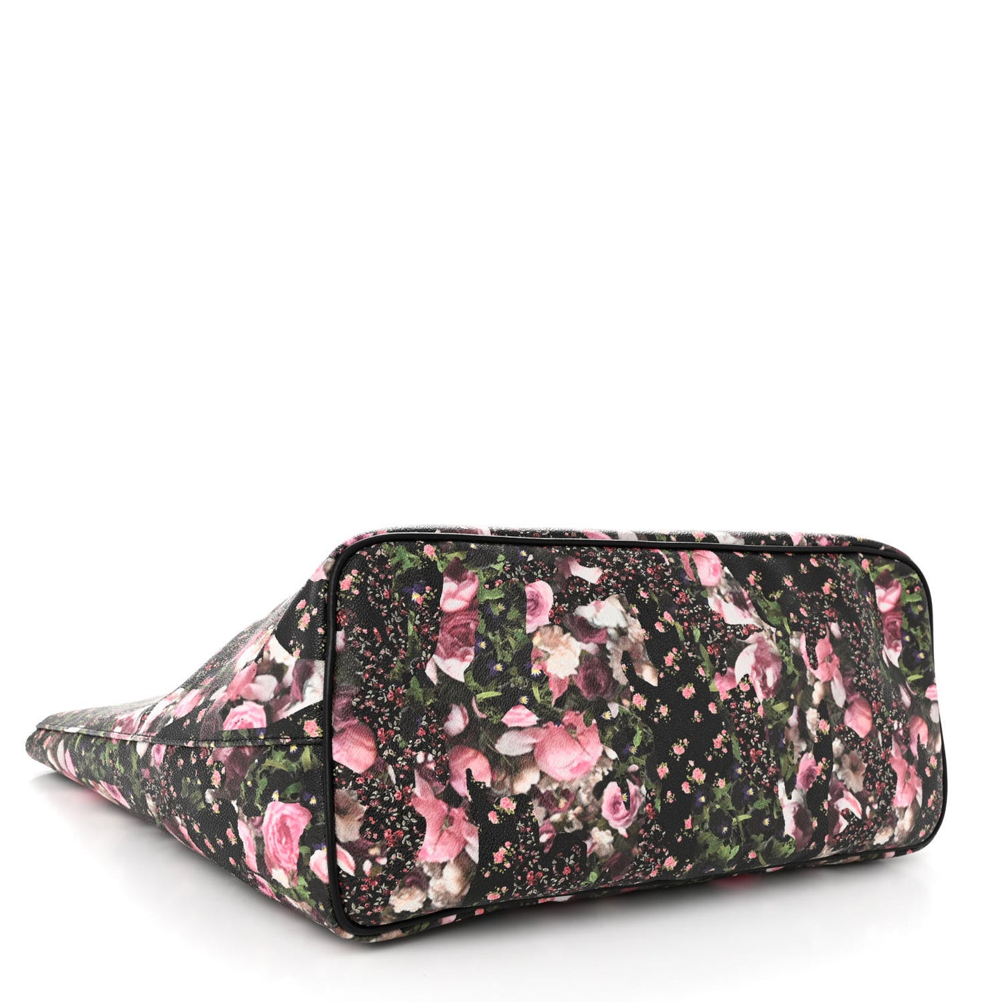 Textured Coated Canvas Roses Camouflage Print Large Antigona Tote Black