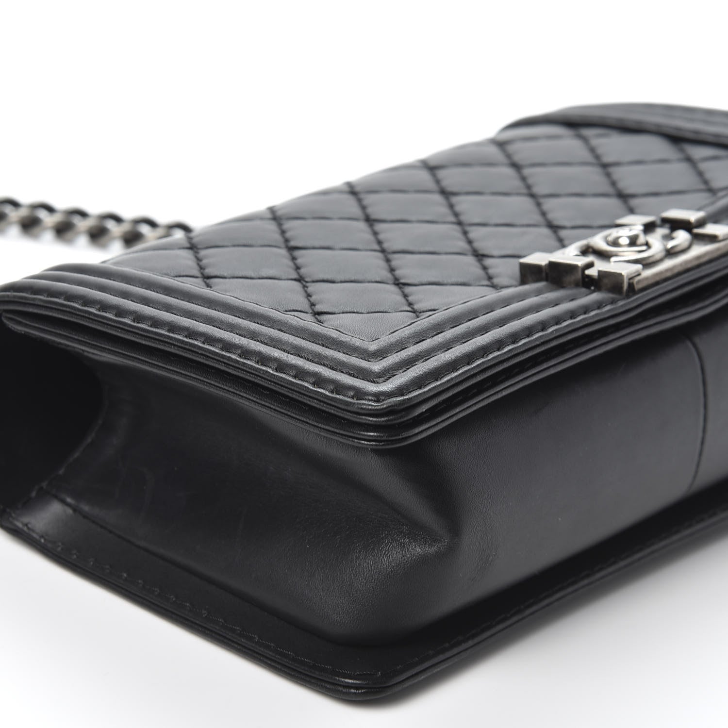 Chanel Lambskin Stitched Medium Boy Flap Black 5 of 9