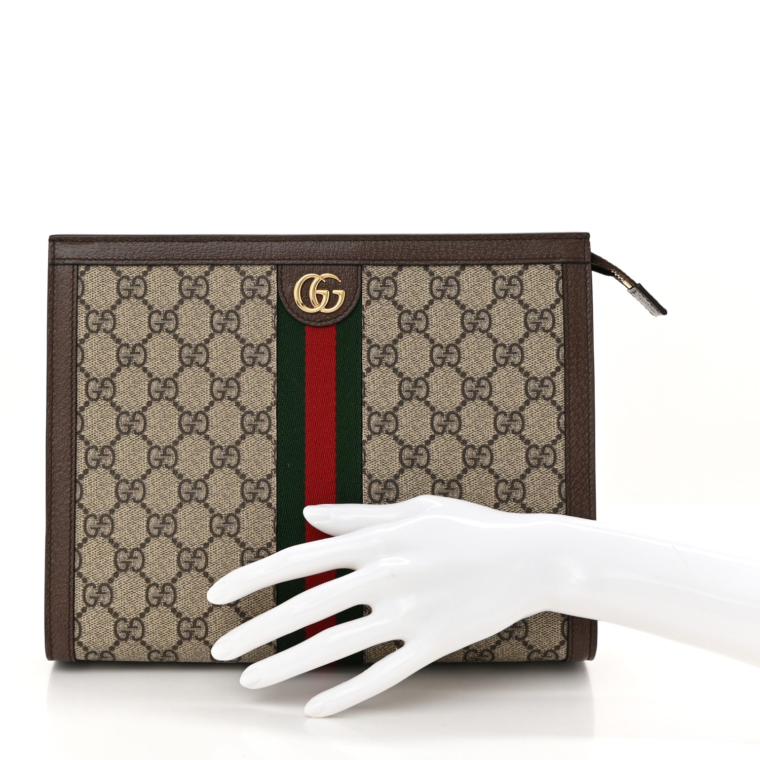 Gucci GG Supreme Monogram Web Ophidia Pouch Brown 2 of 8