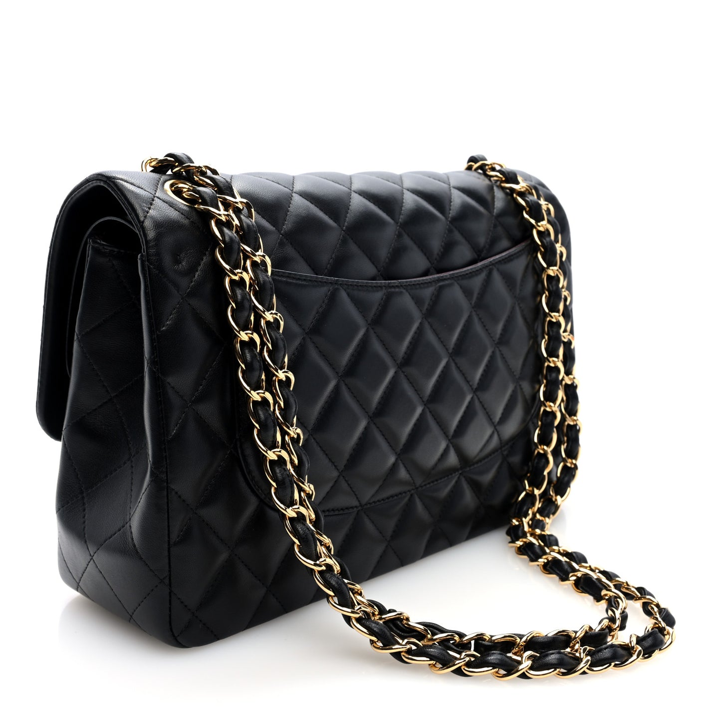 Lambskin Quilted Jumbo Double Flap Black