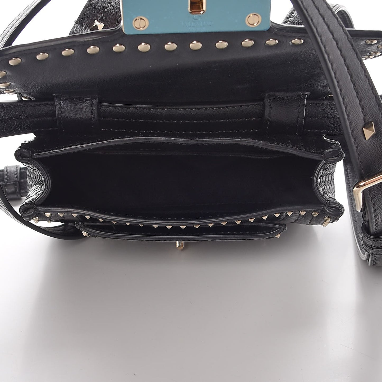 Lambskin ZiggyStud Rockstud Convertible Crossbody Belt Bag Black