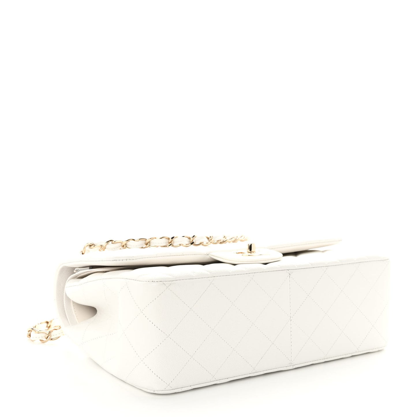Caviar Quilted Jumbo Double Flap White