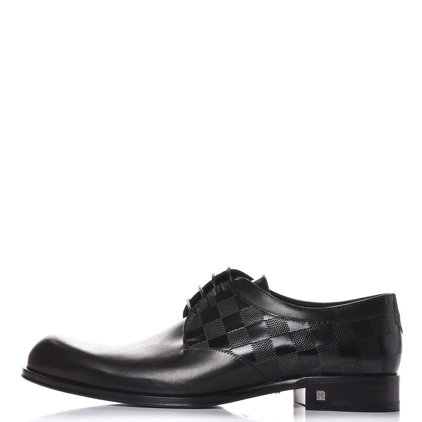 Mens Calfskin Damier Lace Up Shoes 6 1/2 Black