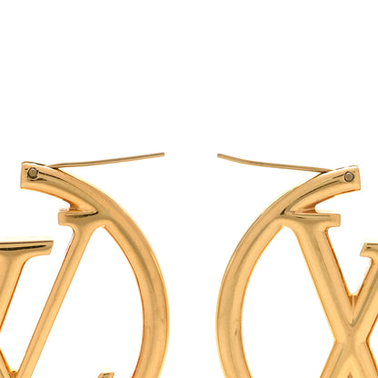 Louis Vuitton Metal Louise Hoop Earrings Gold 3 of 6