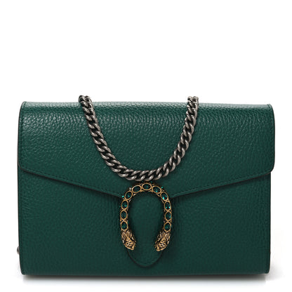Gucci Calfskin Mini Dionysus Chain Wallet Emerald 1 of 11