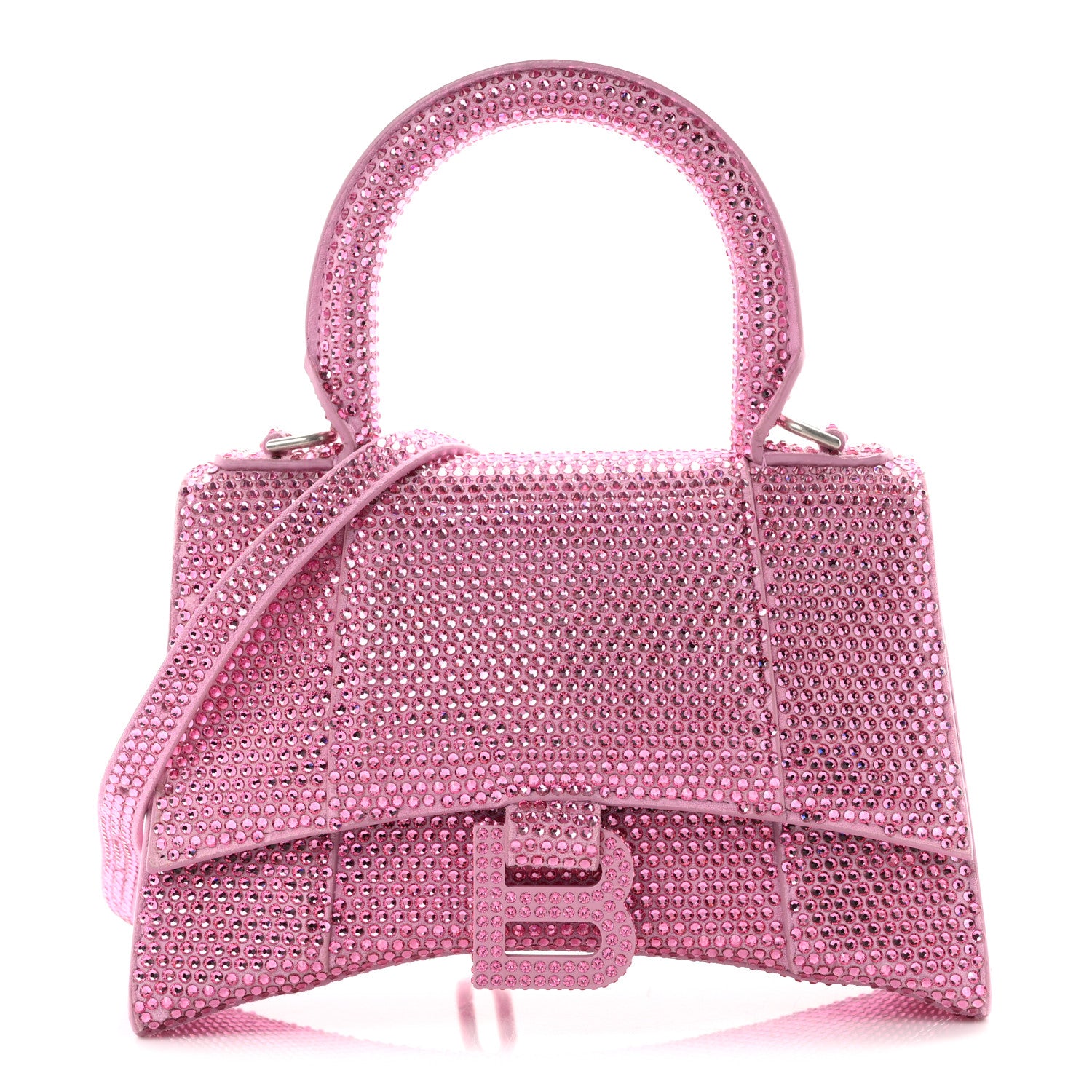 Balenciaga Strass Suede Hourglass Top Handle Bag XS Pink 8 of 12