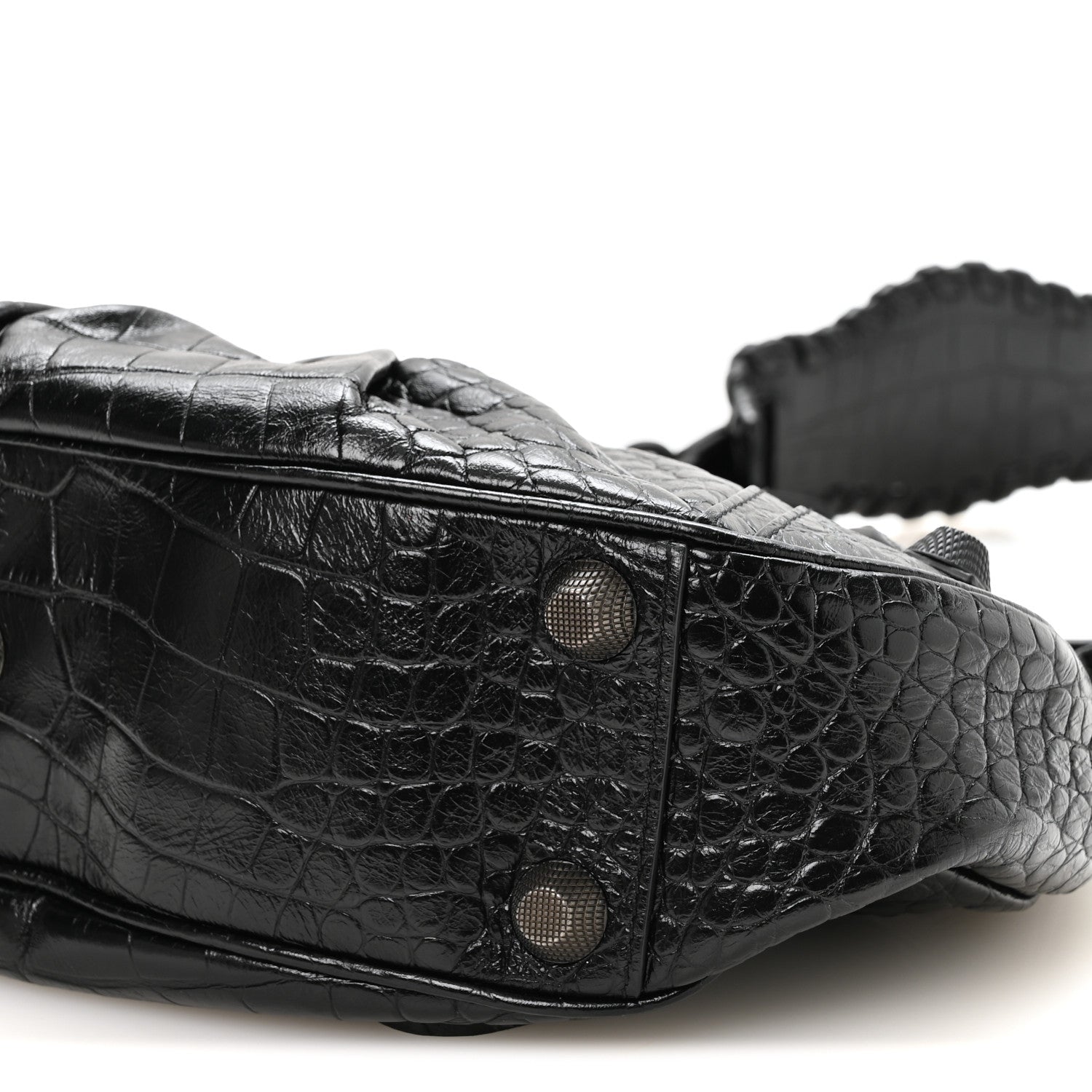 Balenciaga Extra Supple Calfskin Crocodile Embossed Monochrome Small Le Cagole Shoulder Bag Black 11 of 11