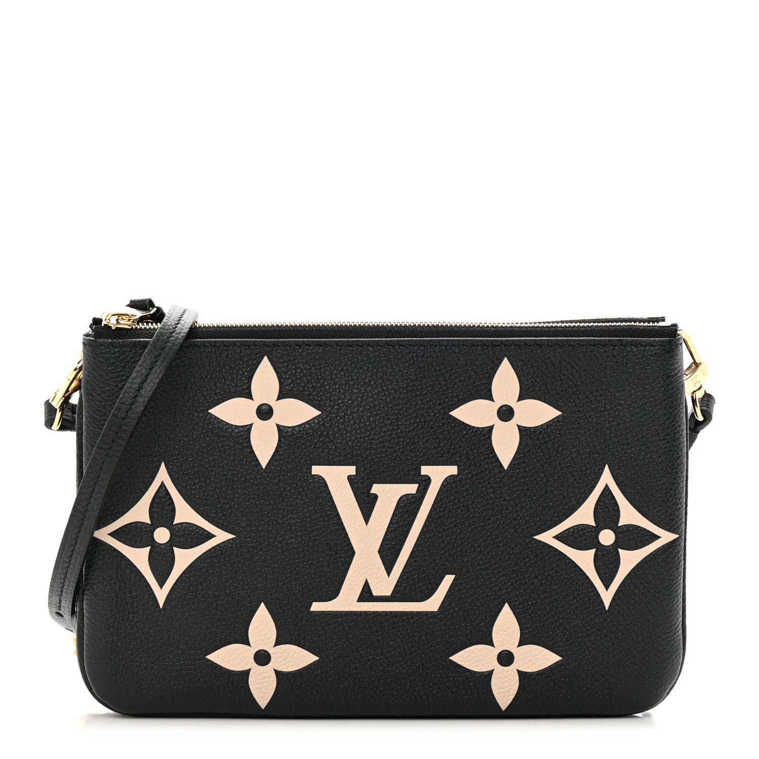 Louis Vuitton Empreinte Monogram Giant Double Zip Pochette Black Cream 1 of 13