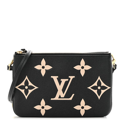 Louis Vuitton Empreinte Monogram Giant Double Zip Pochette Black Cream 1 of 13