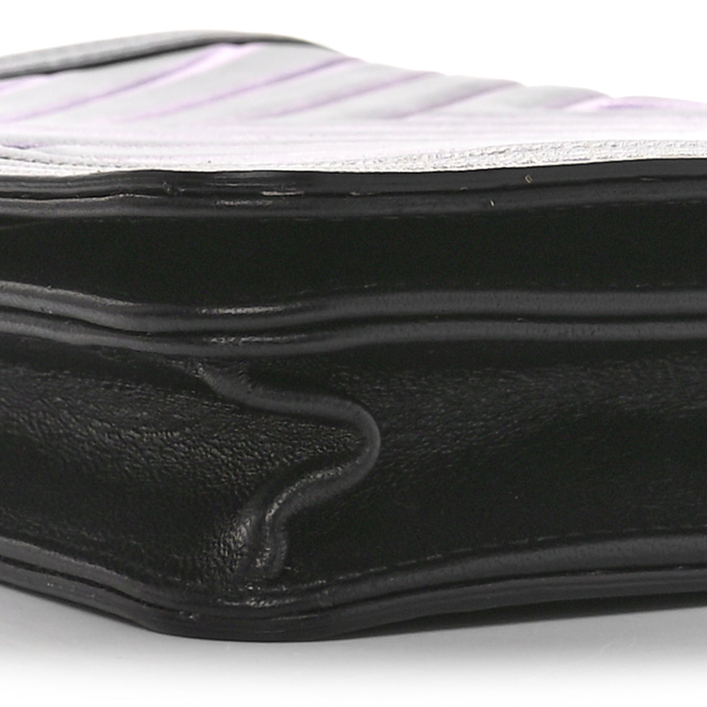 Calfskin Painted Chevron Embossed Boy Wallet On Chain WOC Black