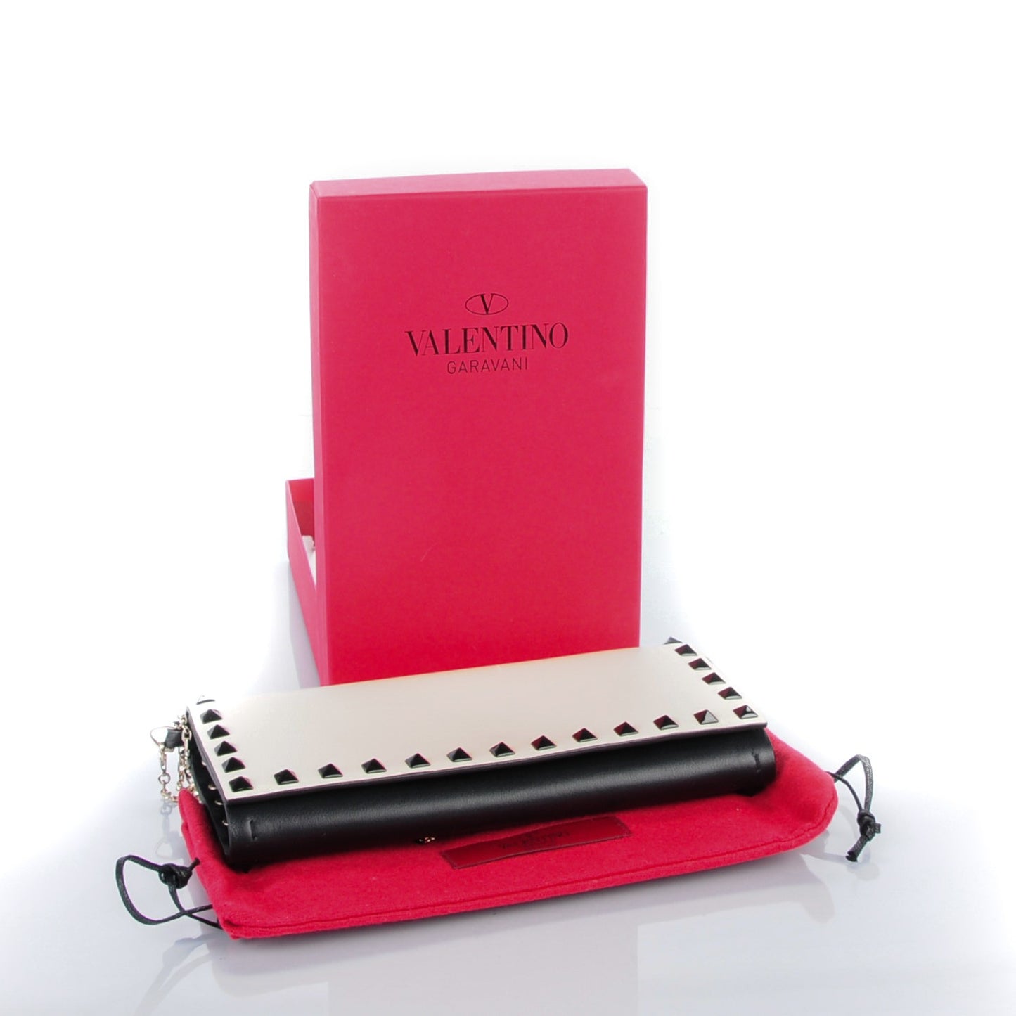 Vitello Rockstud Flap Wallet On Chain Ivory Black