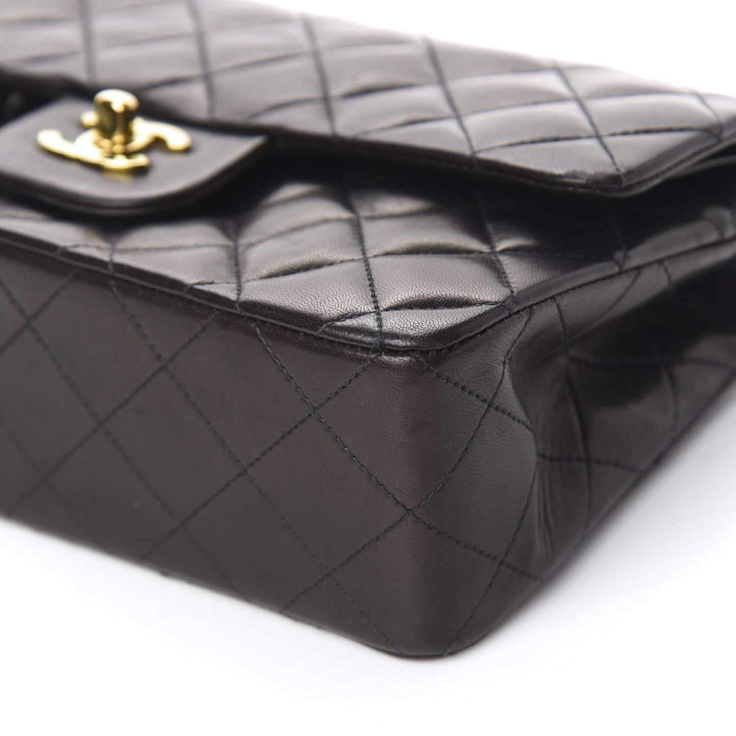 Lambskin Quilted Small Double Flap Black
