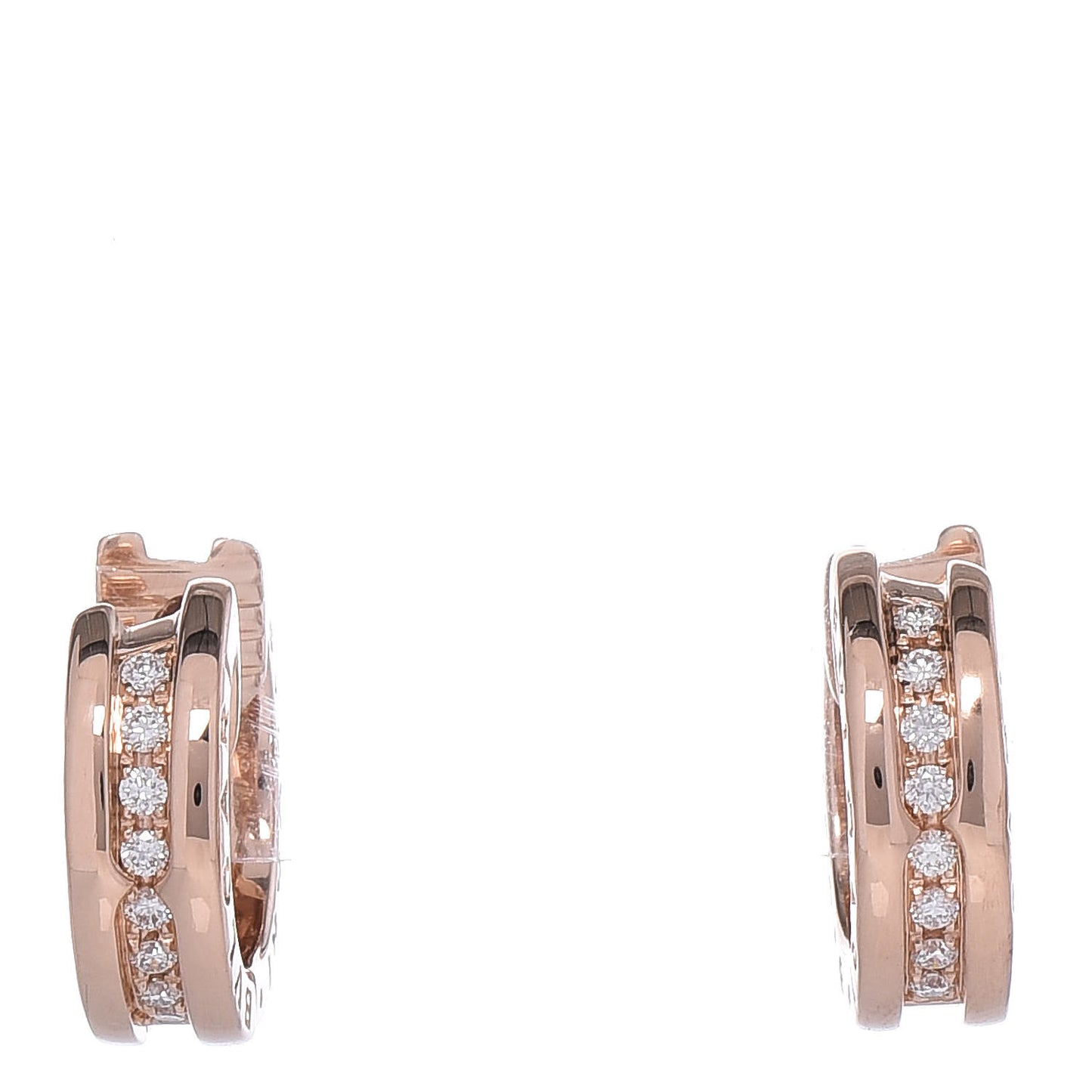 18K Rose Gold Diamond Small B.Zero1 Hoop Earrings