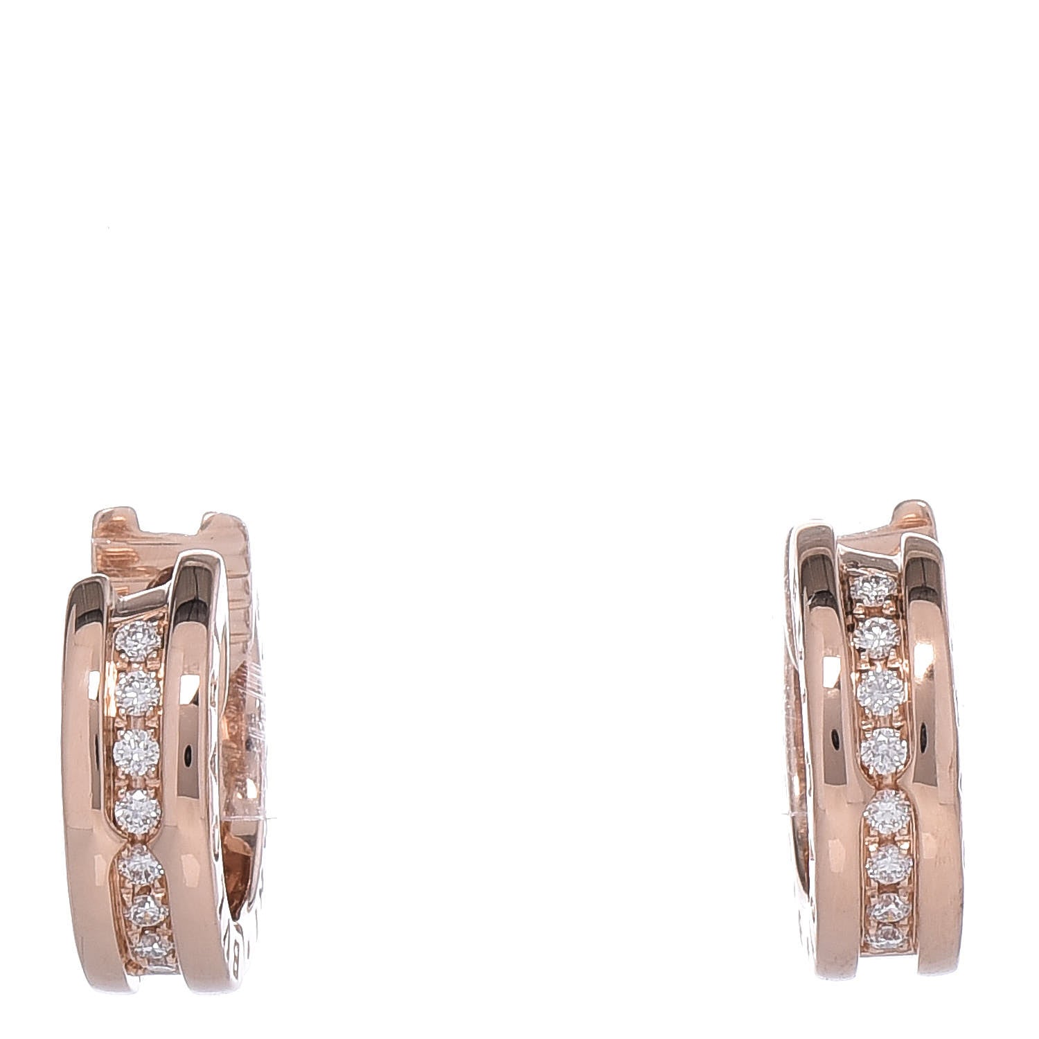 Bulgari 18K Rose Gold Diamond Small B.Zero1 Hoop Earrings 1 of 6