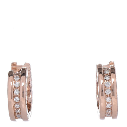 Bulgari 18K Rose Gold Diamond Small B.Zero1 Hoop Earrings 1 of 6