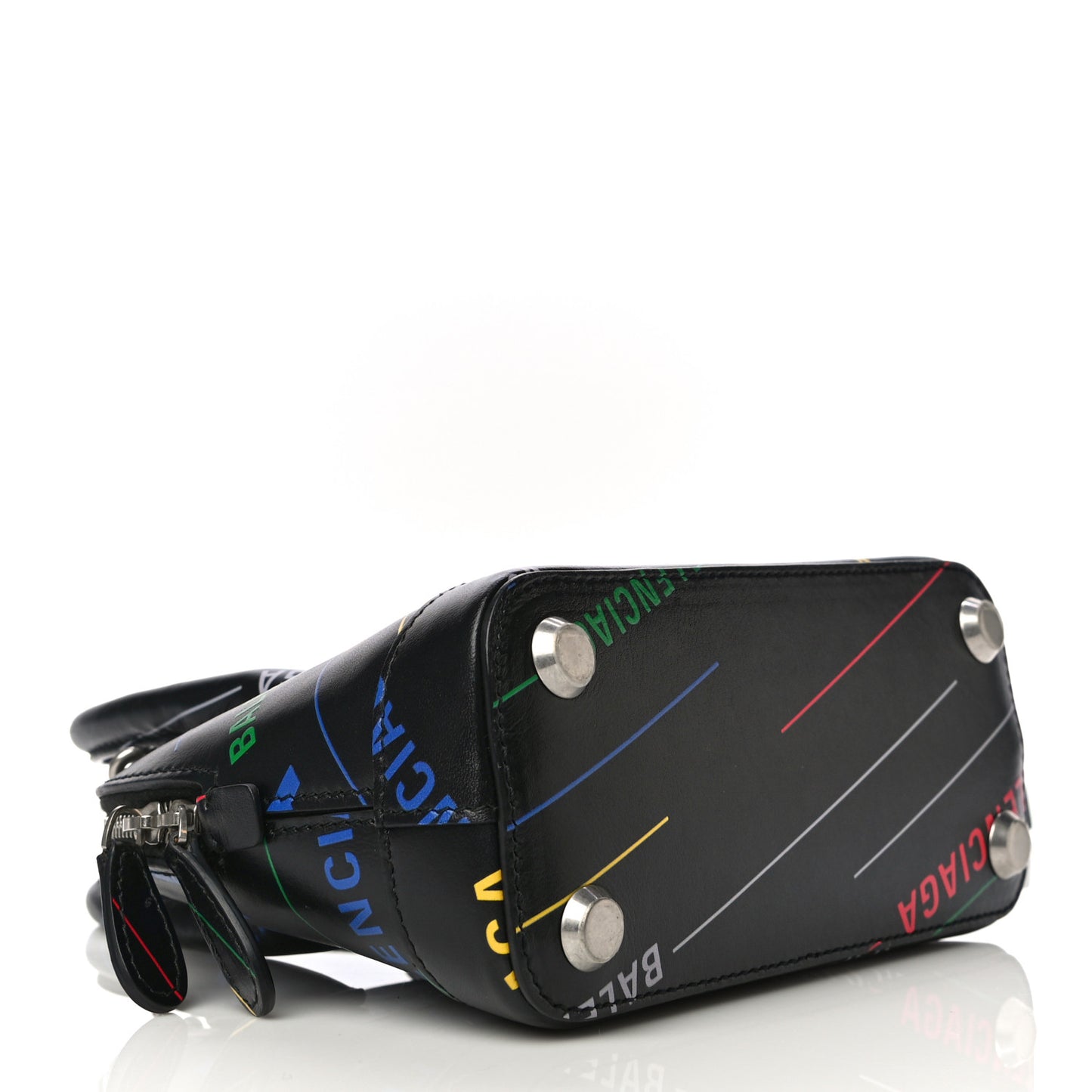 Calfskin Logo Print XXS Ville Top Handle Bag Black Multicolor