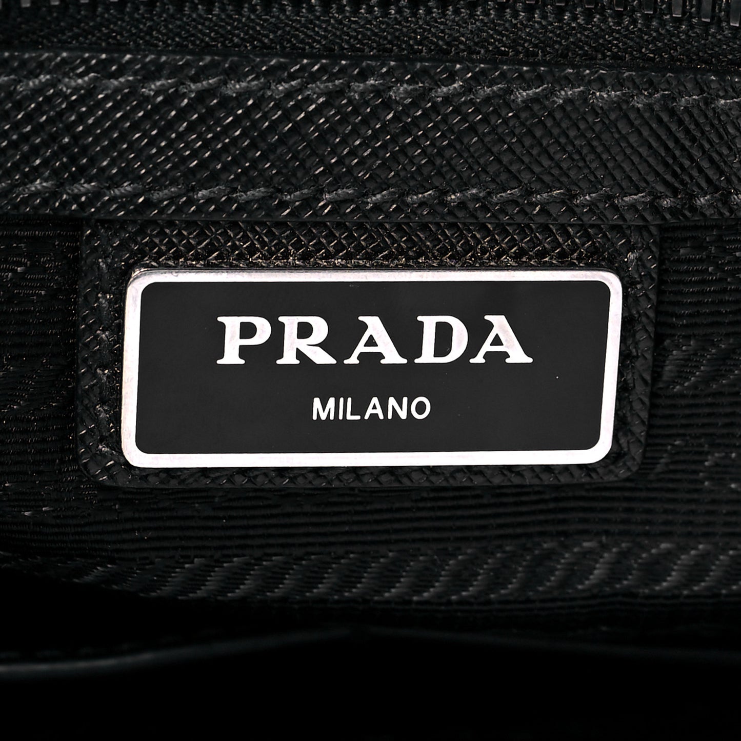 Tessuto Nylon Saffiano Metal Triangle Logo Work Bag Black