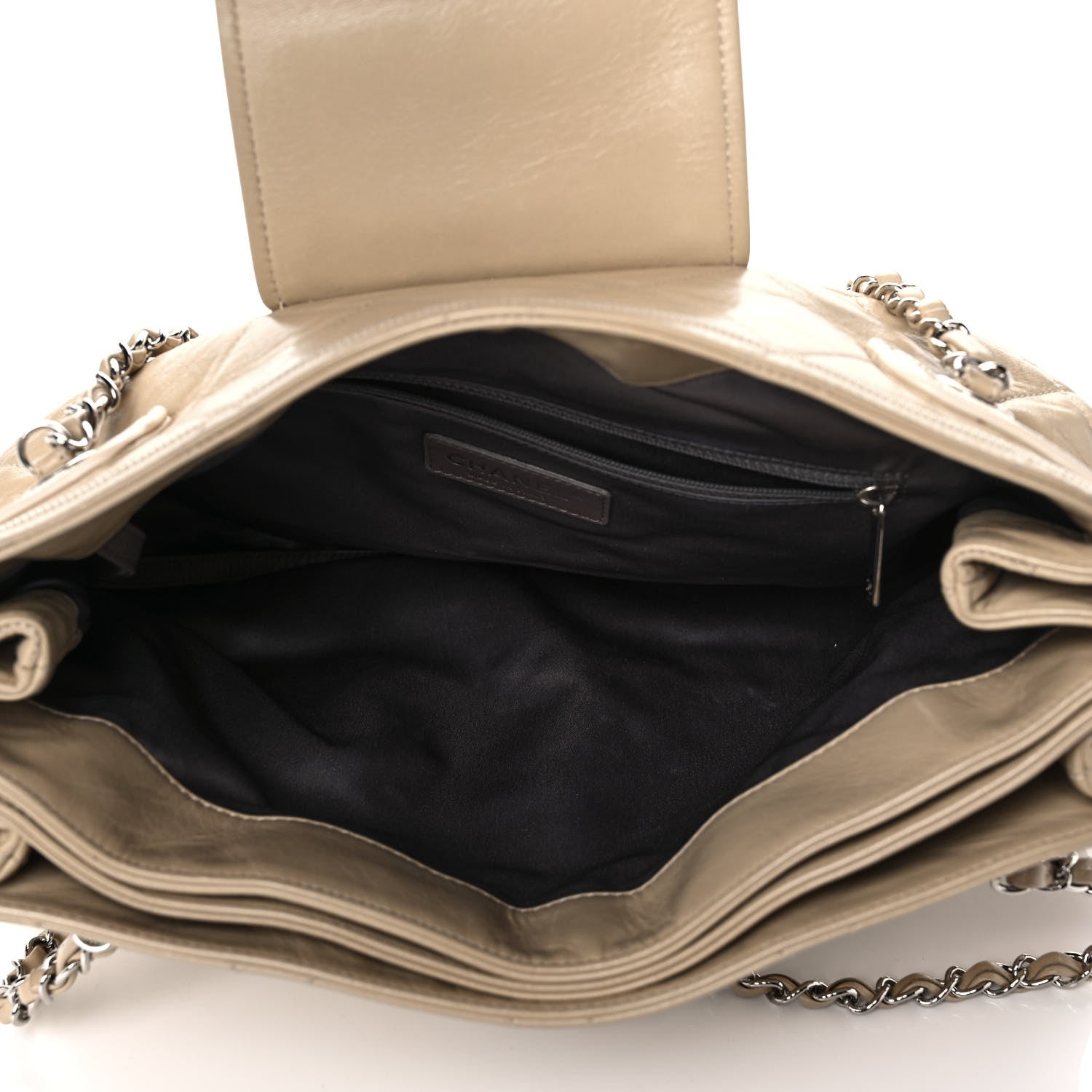 Chanel Lambskin Quilted Mademoiselle Accordion Tote Beige 5 of 13