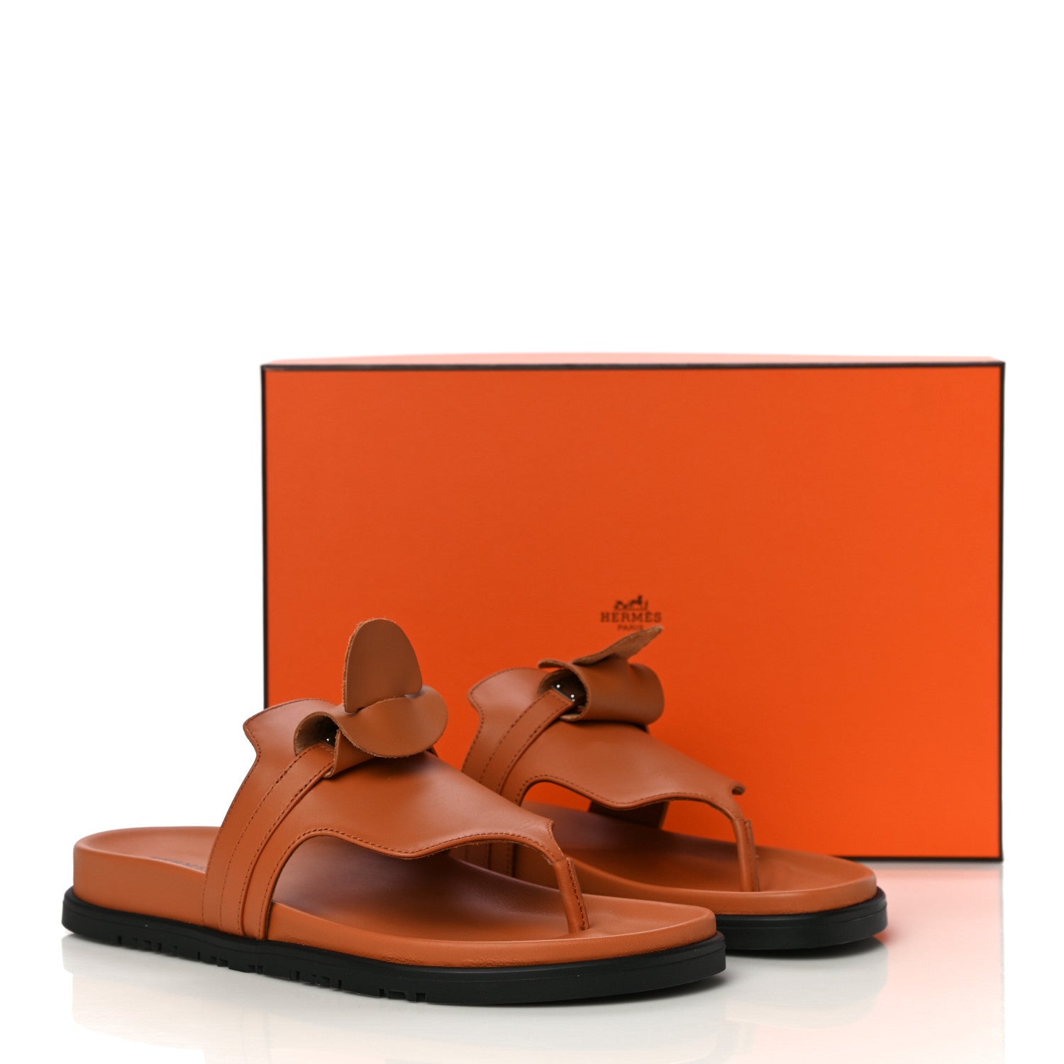 Hermes Calfskin Womens Empire Sandals 39 Marron Glaise 12 of 12