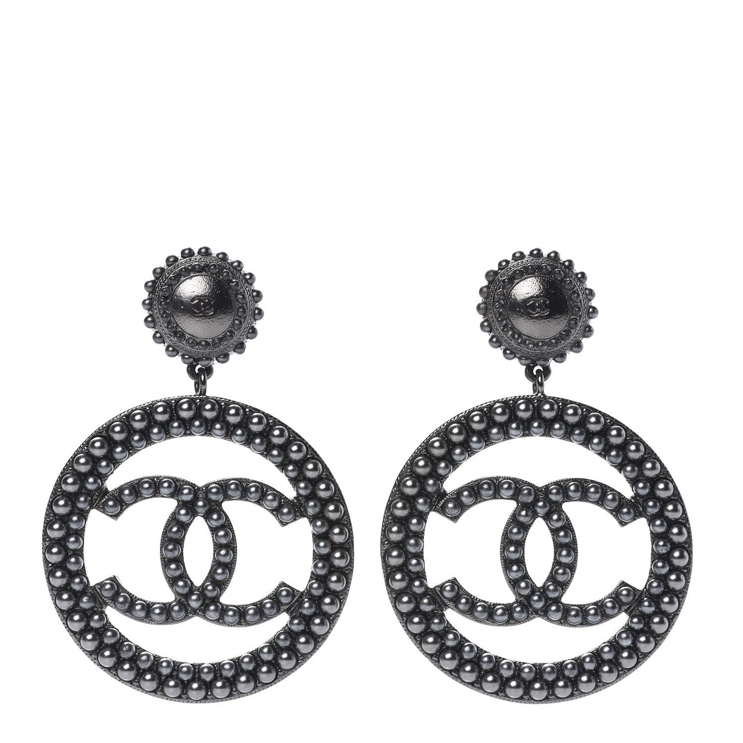 Chanel Ruthenium CC Drop Earrings 1 of 4