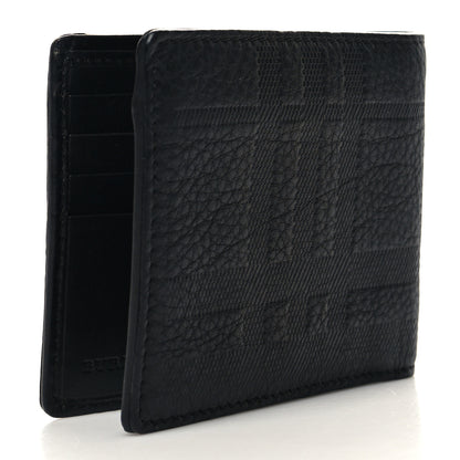 Burberry Signature Grain Calfskin Check Bi-Fold Wallet Black 3 of 8