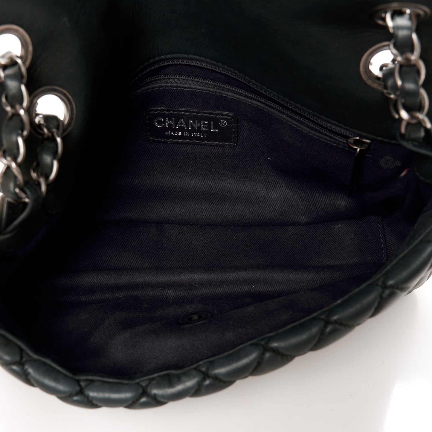Iridescent Calfskin Small New Bubble Quilt Flap Anthracite