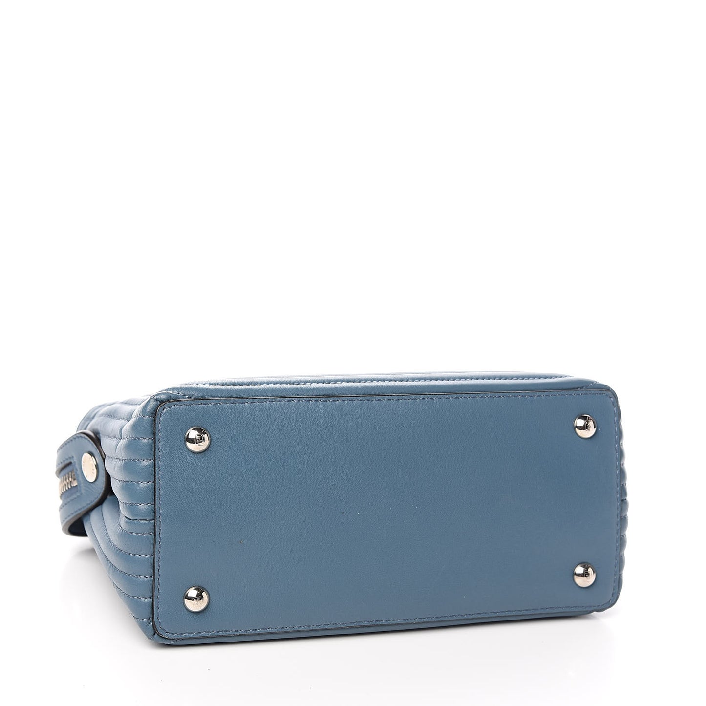 Shiny Nappa Trapuntata Small DotCom Click Top Handle Chain Satchel Blue