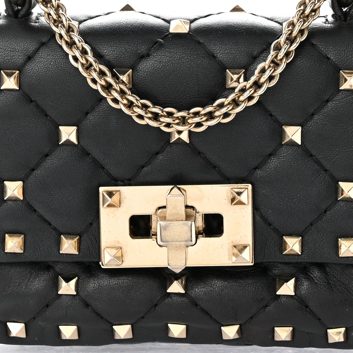 Nappa Micro Rockstud Spike Shoulder Bag Black
