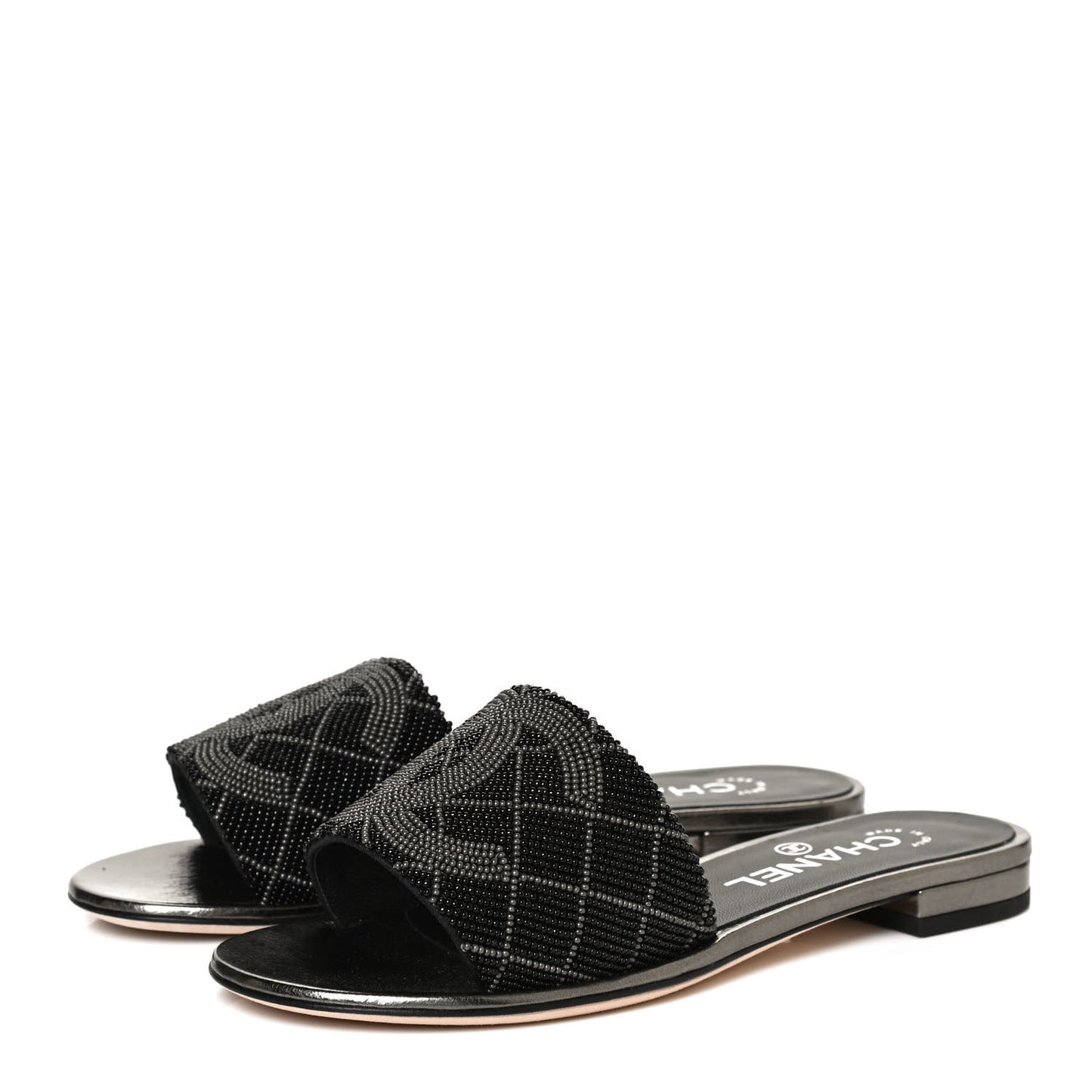 Pearl Embroidery CC Mules 36 Black