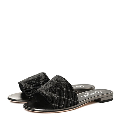 Chanel Pearl Embroidery CC Mules 36 Black 3 of 11