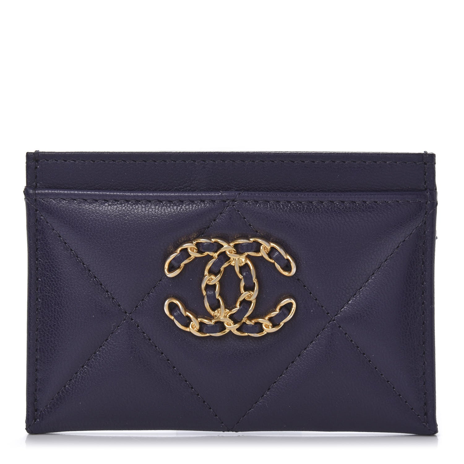 Chanel Shiny Goatskin Quilted 19 Card Holder Purple 1 of 10