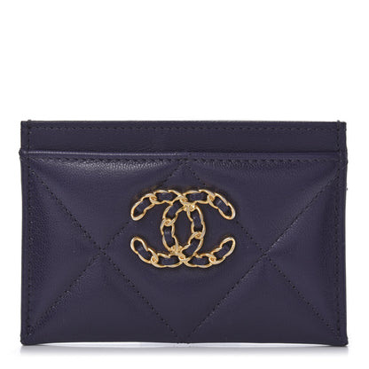 Chanel Shiny Goatskin Quilted 19 Card Holder Purple 1 of 10
