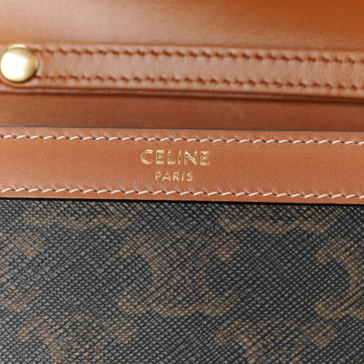 Celine Triomphe Canvas Calfskin Margo Wallet on Chain Tan 8 of 11