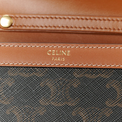 Celine Triomphe Canvas Calfskin Margo Wallet on Chain Tan 8 of 11