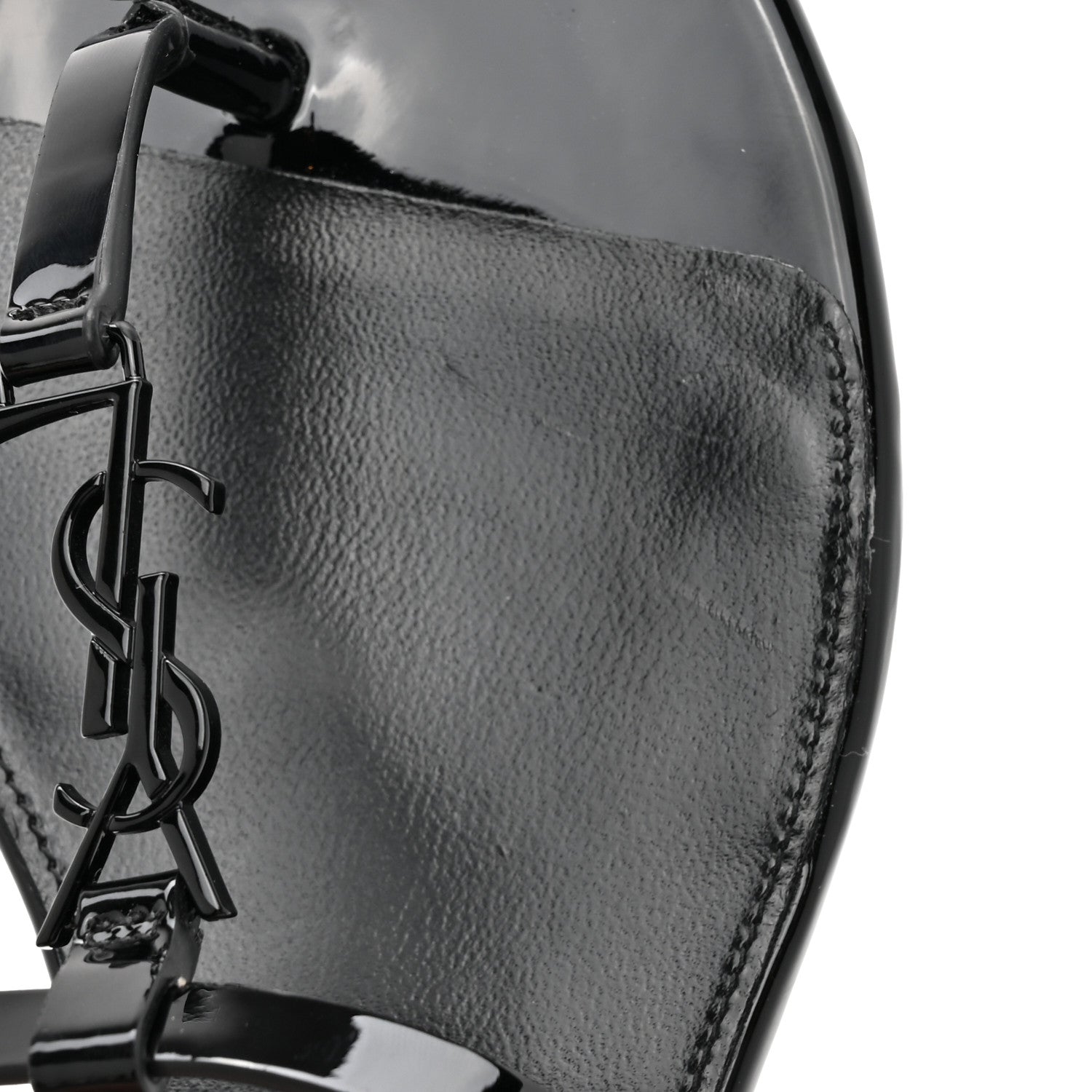Saint Laurent Calfskin Cassandra Monogram Sandals 38 Black 10 of 10