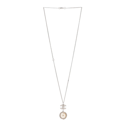 Chanel Baguette Crystal CC Pearl Drop Art Decoco Necklace Silver 2 of 6
