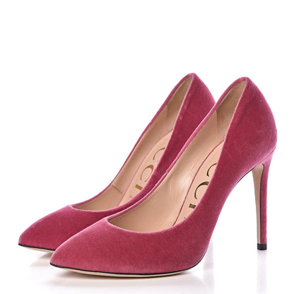 Gucci Velvet Removable Web Bow Pumps 38.5 Tibet Red 3 of 16