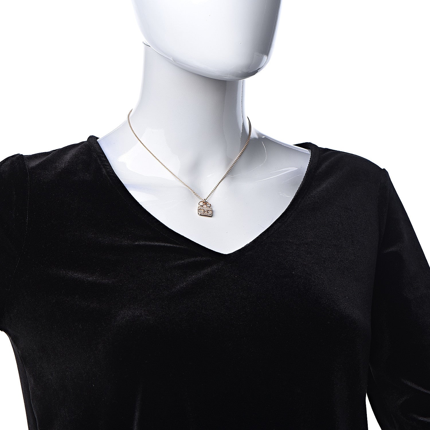 Hermes 18K Rose Gold Diamond Constance Amulette Pendant Necklace 2 of 7