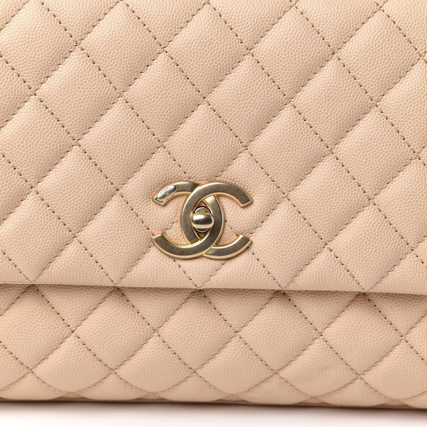 Chanel Caviar Quilted Small Coco Handle Flap Beige 11 of 12