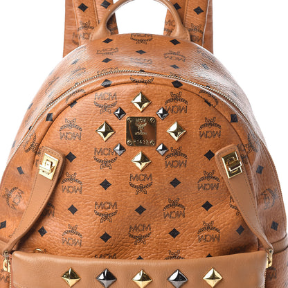 MCM Visetos Studded Medium Dual Stark Backpack Cognac 7 of 10