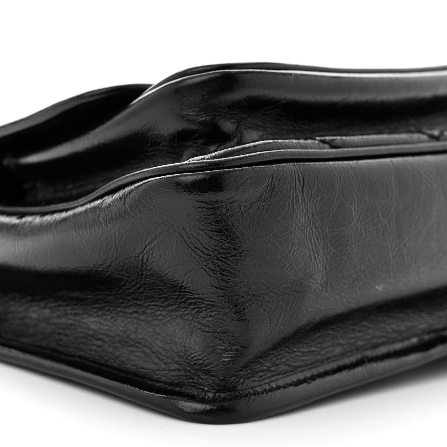 Crinkled Calfskin Matelasse Monogram Baby Niki Chain Satchel Black