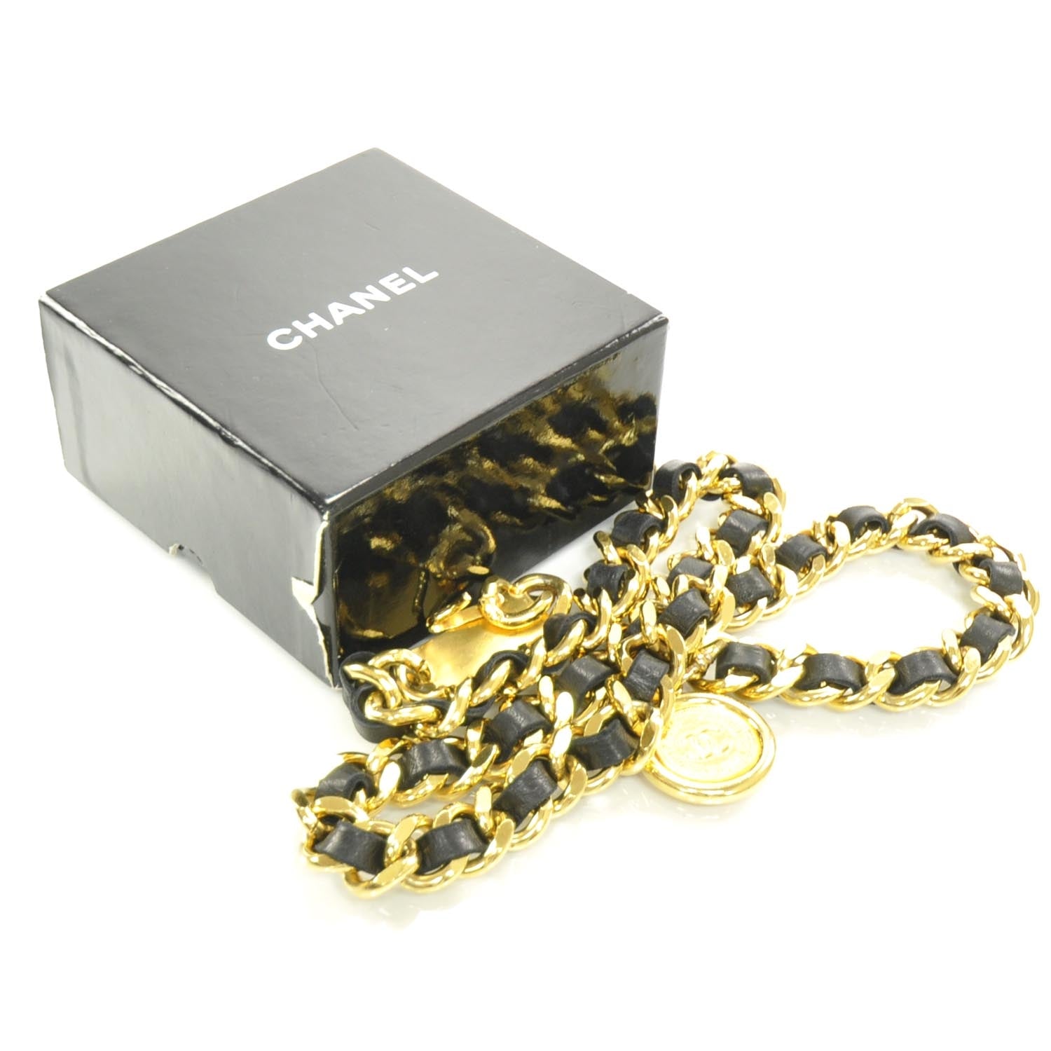 Chanel Leather Chain CC Medallion Belt Gold 3 of 4