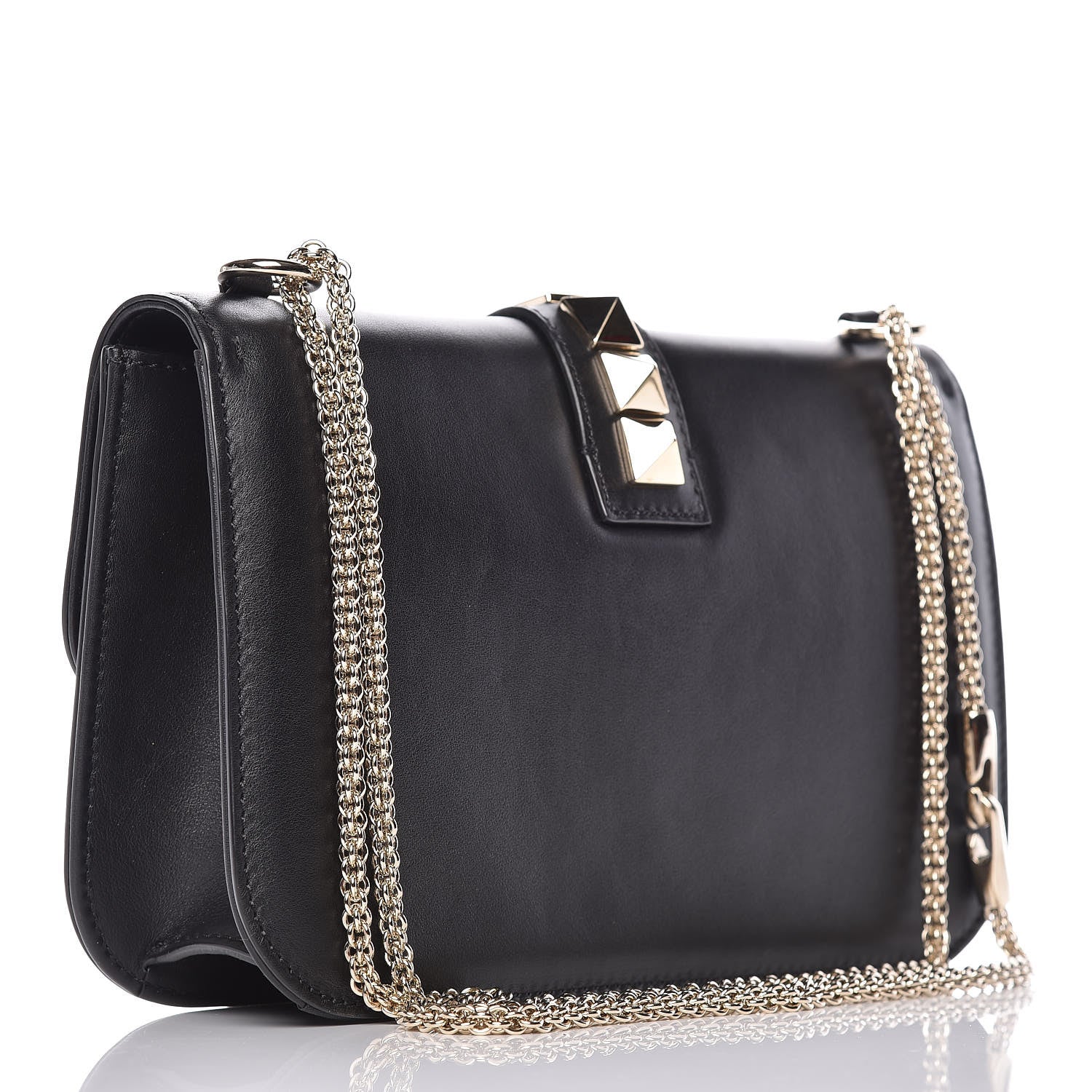 Valentino Garavani Vitello Medium Glam Lock Rockstud Flap Black 3 of 8