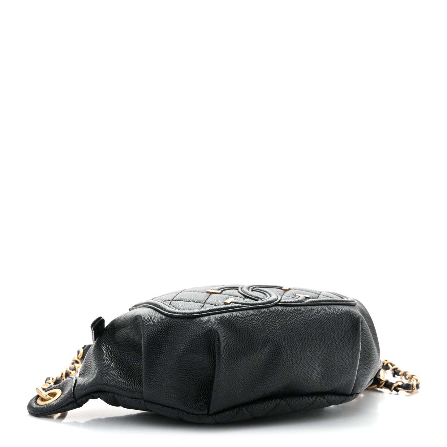 Caviar Quilted Filigree Waist Bag Black