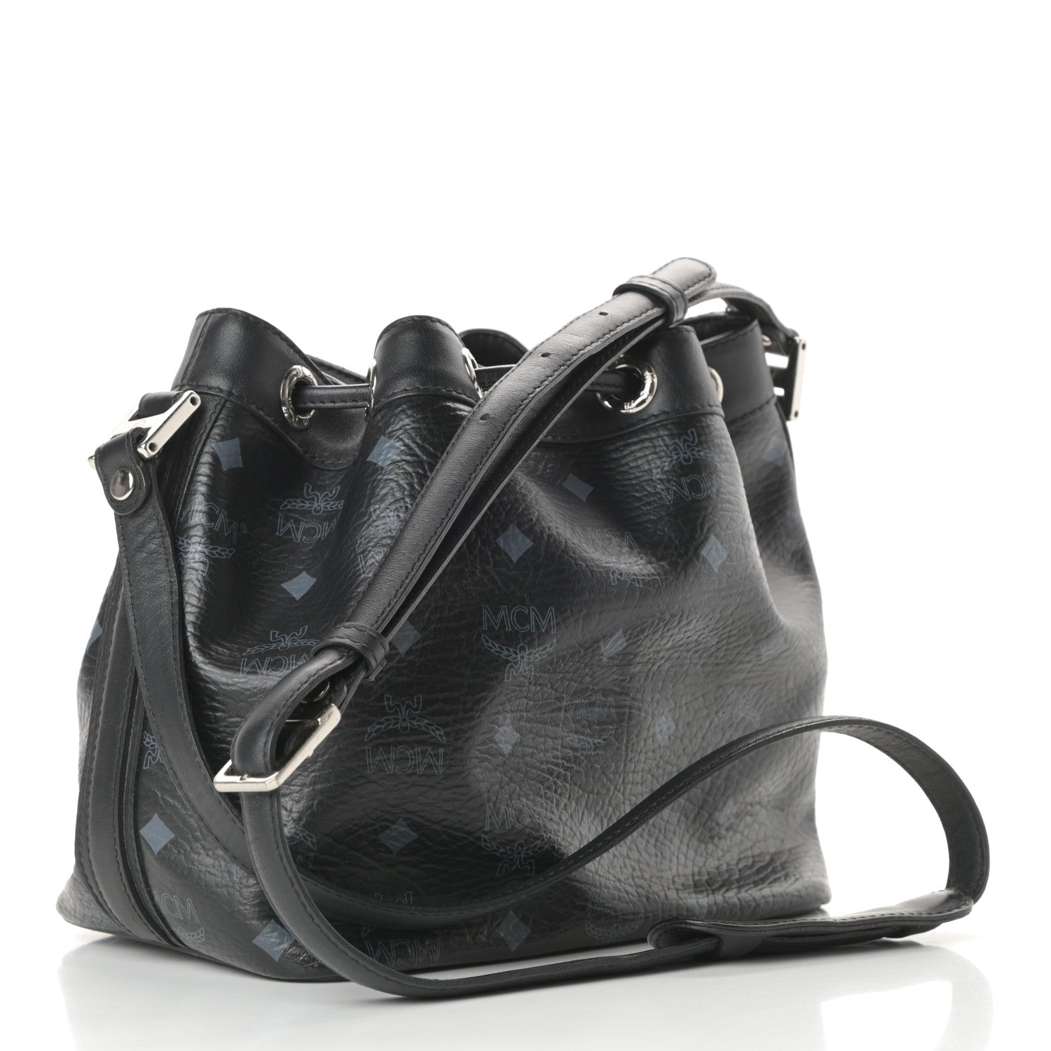 MCM Visetos Essential Drawstring Bucket Bag Black 5 of 14