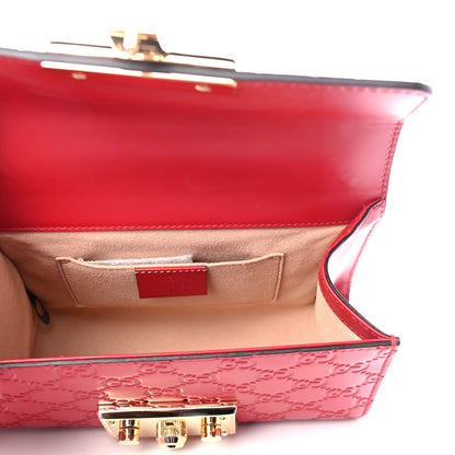 Gucci Guccissima Small Padlock Shoulder Bag Hibiscus Red 4 of 4