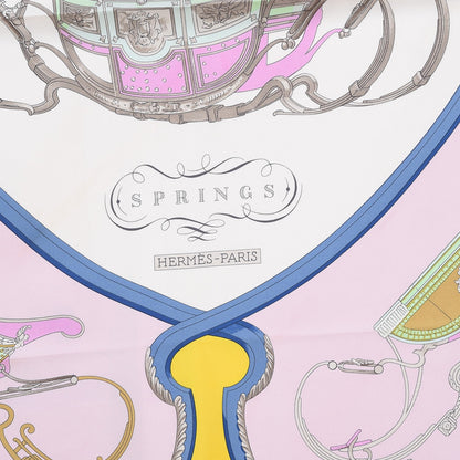 Hermes Silk Springs Scarf 90 Jaune Citron Parme Blanc 3 of 7