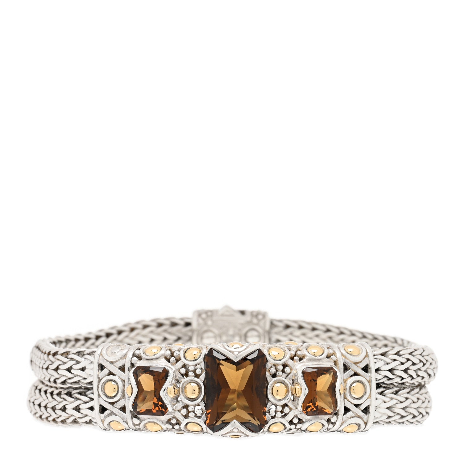 John Hardy Sterling Silver 18K Yellow Gold Smoky Quartz Batu Sari Bracelet 1 of 3