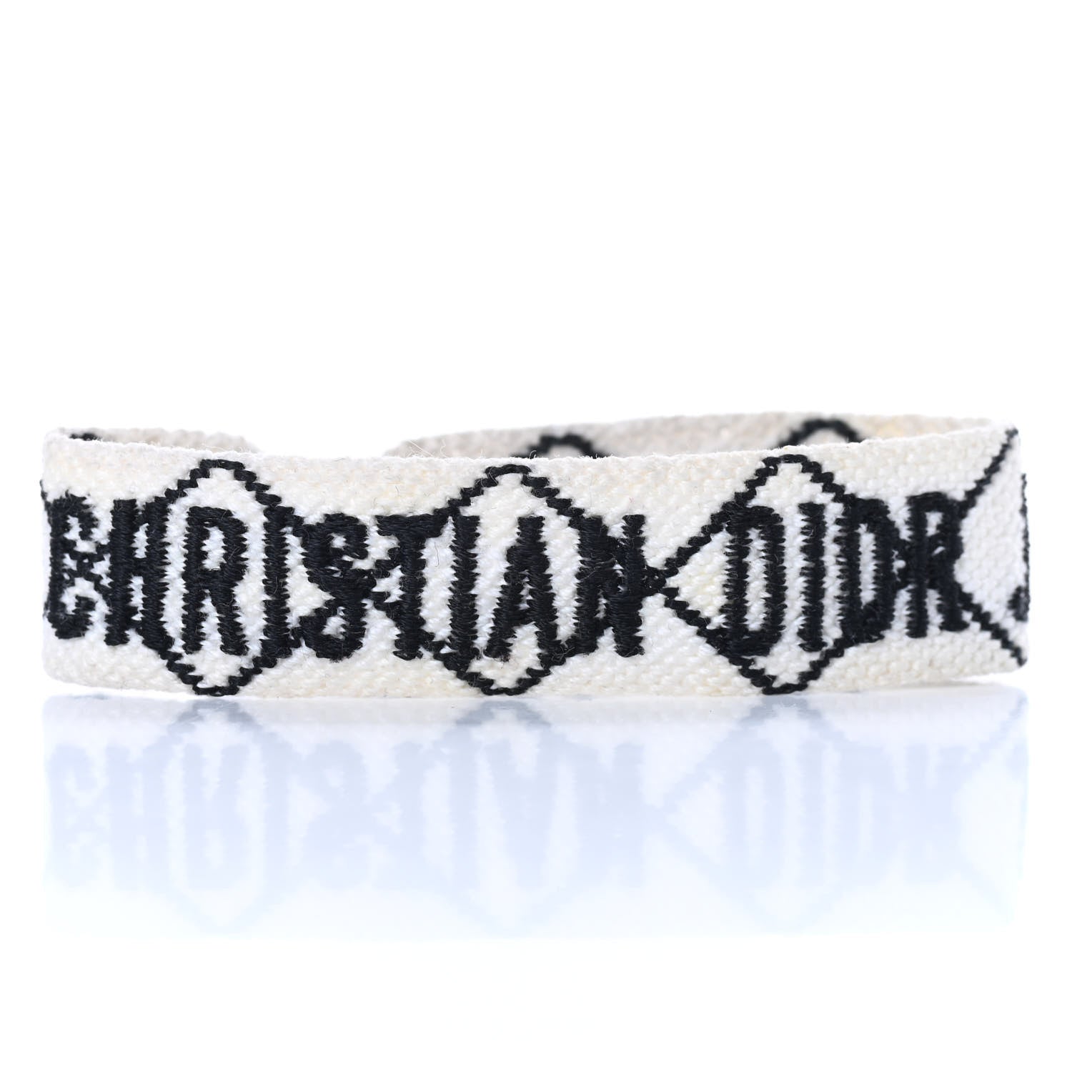 Christian Dior Woven Cotton J'Adior Friendship Bracelet White Black 4 of 5